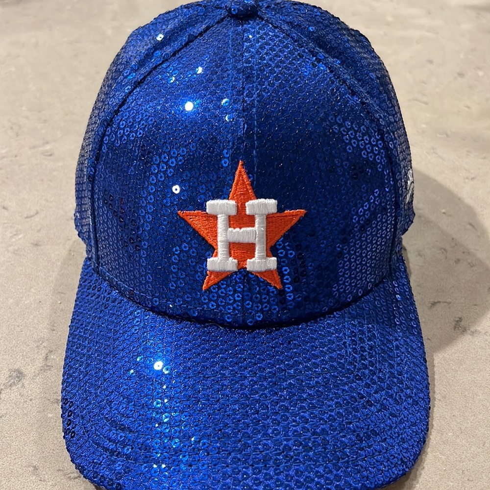 New Women’s Houston Astros Blue Sequin Hat Baseball Cap 🧢